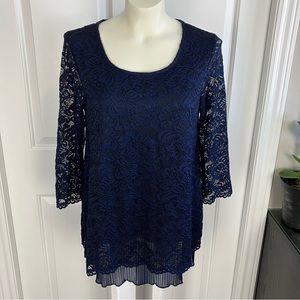 Nina Leonard blue lace top